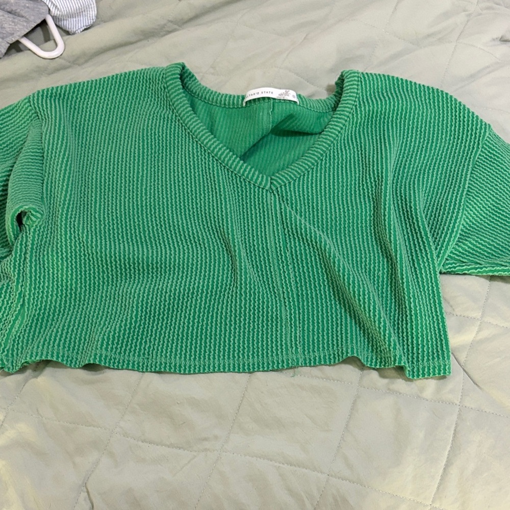 Altar'd State Vibrant Green Knit Crop Top